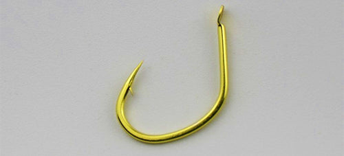 Gold Barbed Short Shank Hooks, 50-Pack, Sizes 5–12 – product photo