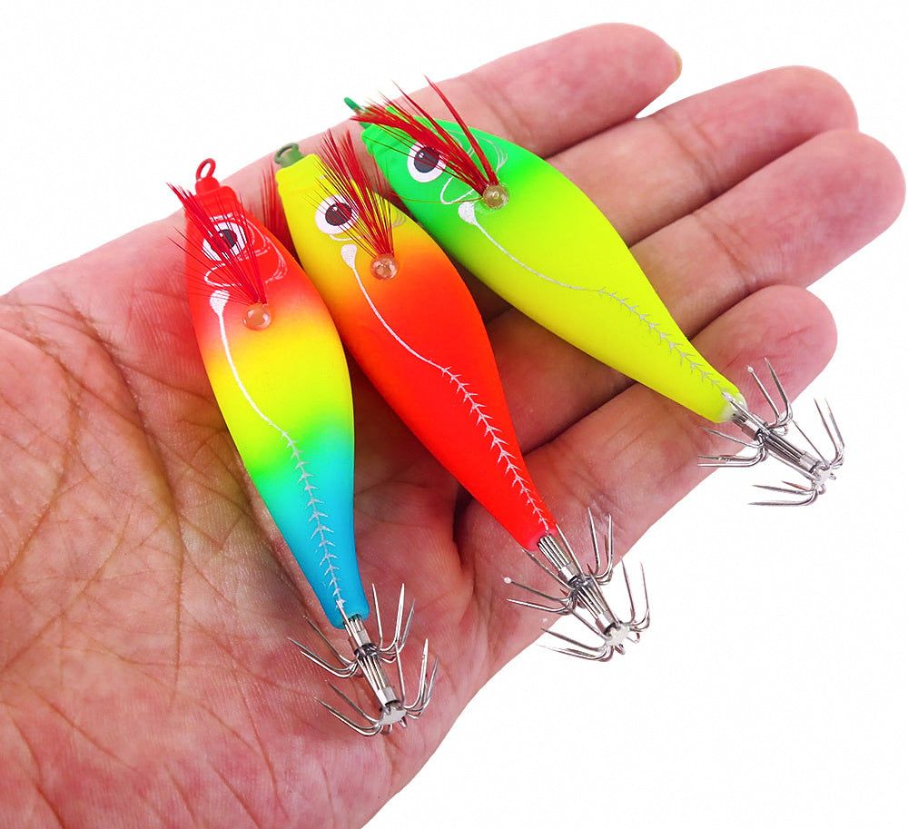 Glow Squid Jig Wood Shrimp with Rattle, 80 mm, 7.5 g (0.26 oz) – product photo