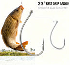 Barbed Ring-Eye Saltwater Hooks, 100 pcs, Sizes 2 to 2/0 – product photo