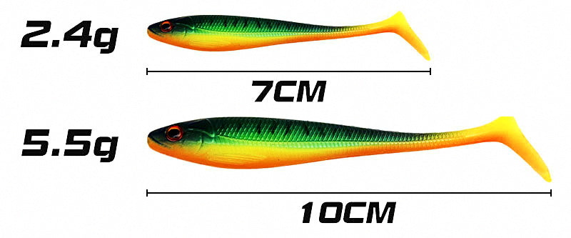 Paddle Tail Swimbait Soft Lure, 7 cm or 10 cm, 7-Pack – product photo