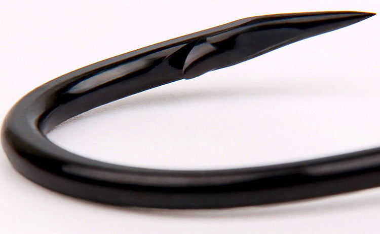 Black Iseni Fishing Hooks, 4X Strong, Sizes 16–28 – product photo