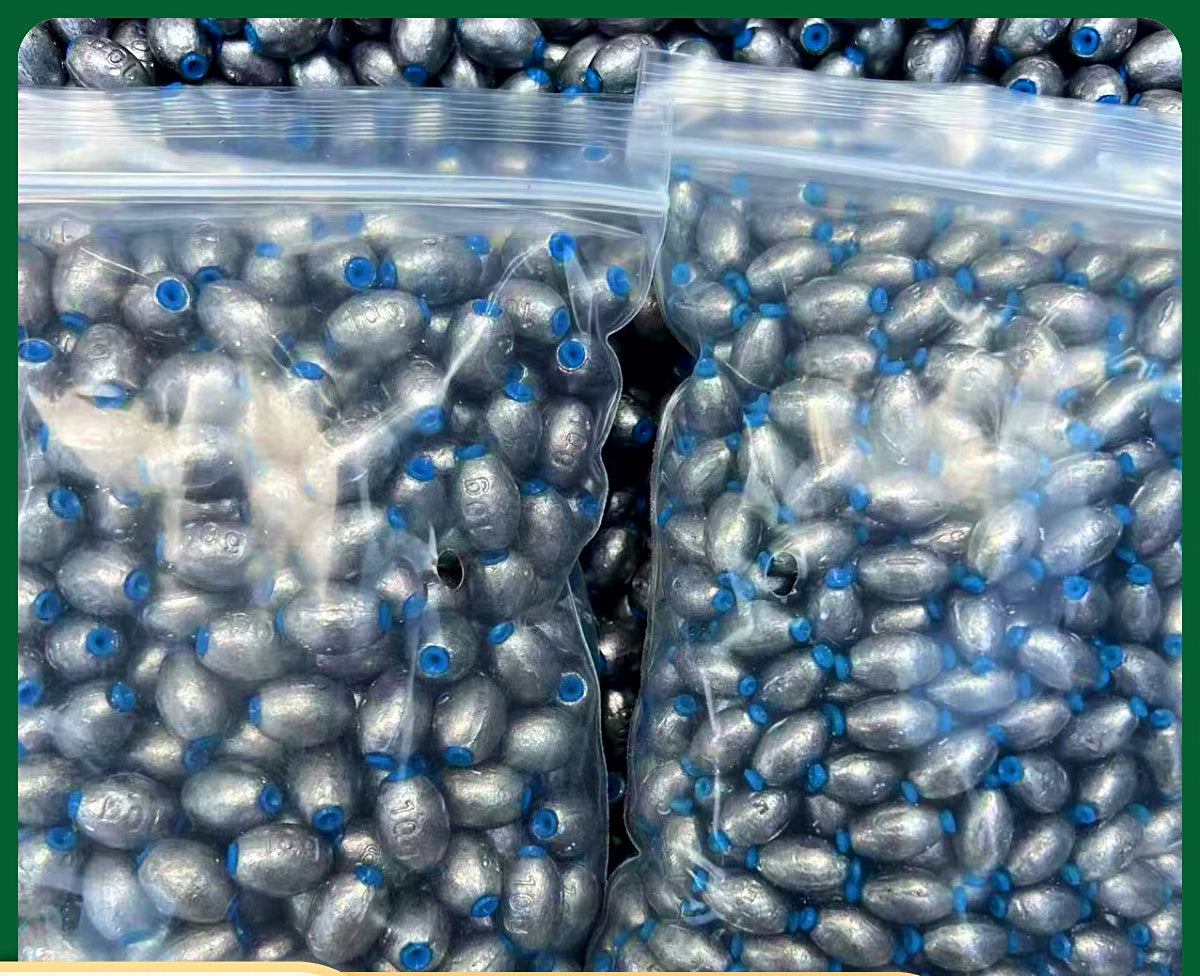 Plastic-Core Olive Sinkers, 0.04–5.29 oz (1–150 g) – product photo