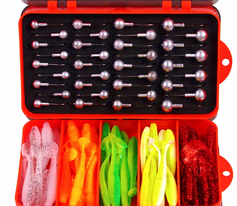 Double-Sided Tackle Box with Soft Bait & Jig Head Kit – product photo