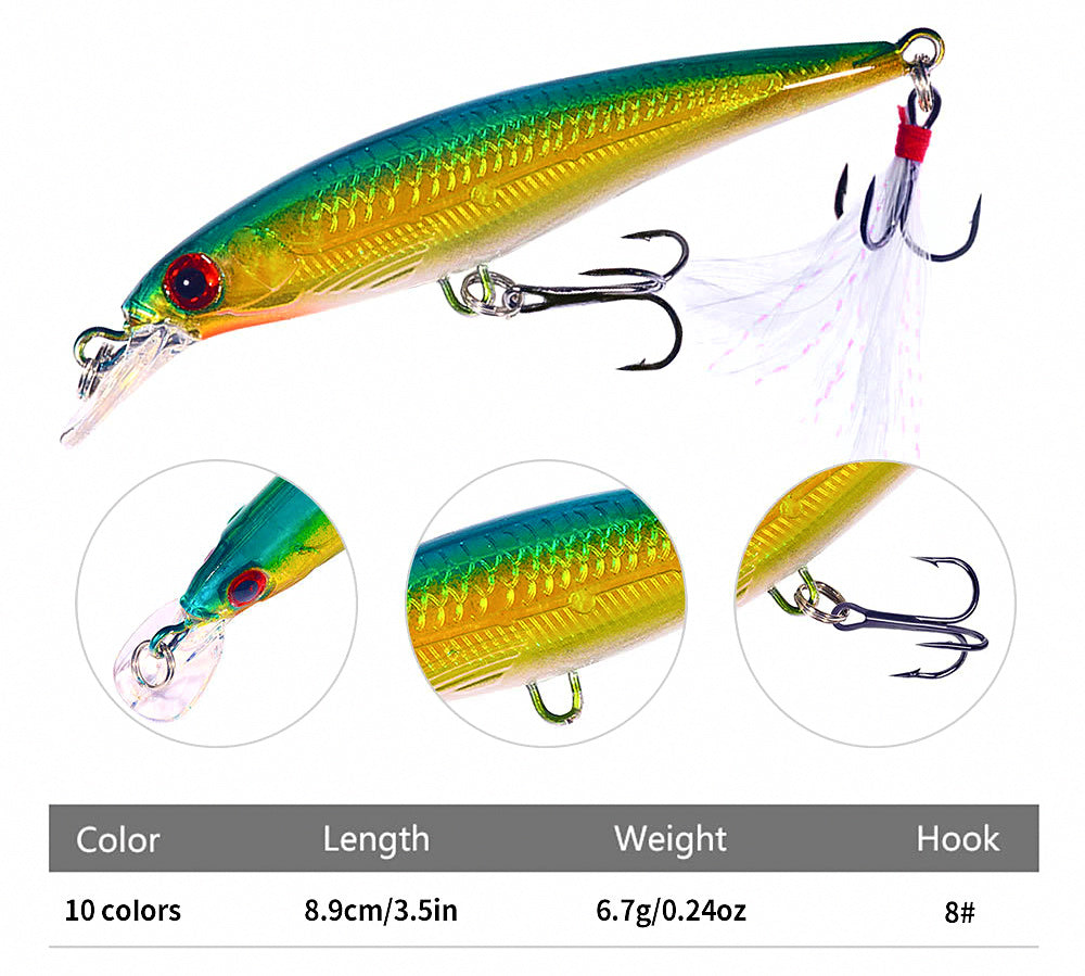 Floating Minnow Lure, 8.9 cm (3.5 in) 6.7 g (0.24 oz) – product photo