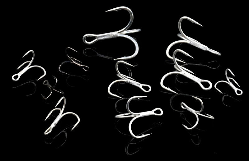 Barbed Treble Hooks, High Carbon Steel, Sizes 5 to 4/0 – product photo