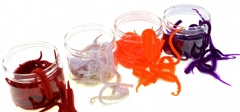 Soft Sandworm Lure Bait, Dark Red, 30 Pieces per Bottle – product photo