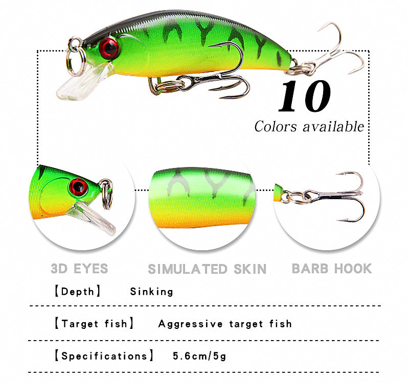 Sinking Pencil Bait with 3 Treble Hooks and Rattle, Hard Lure – product photo