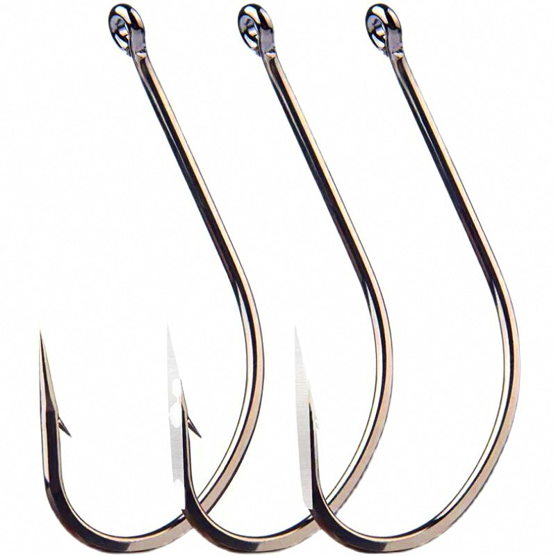 Barbed Loop-Eye Fishing Hooks, Sizes 6–36, 50 pcs per Pack