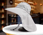 Wide Brim Sun Hat with Neck & Face Cover, Unisex – product photo