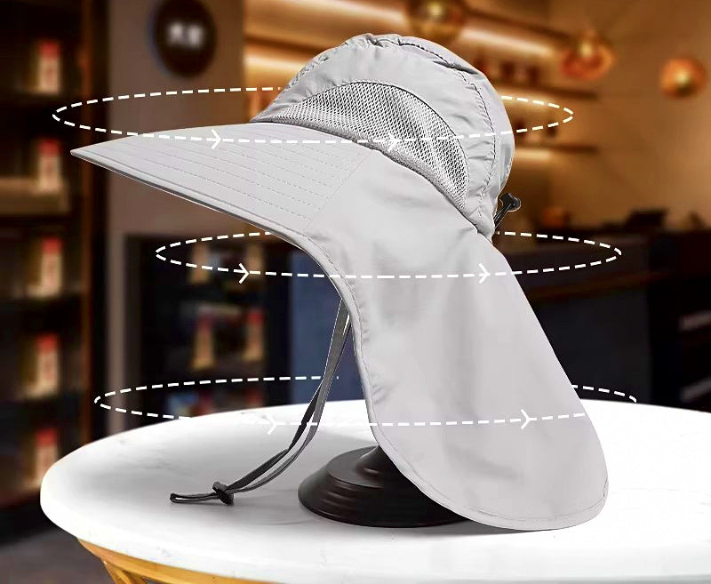 Wide Brim Sun Hat with Neck & Face Cover, Unisex – product photo