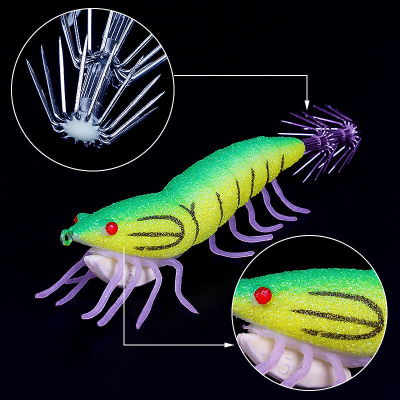 Glow Squid Jig, Wood Shrimp Style, Size 3.0 / 3.5 – product photo