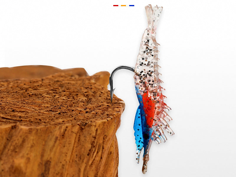 Lead-Weighted Soft Shrimp Lure, Rigged Hook, Glow Option – product photo