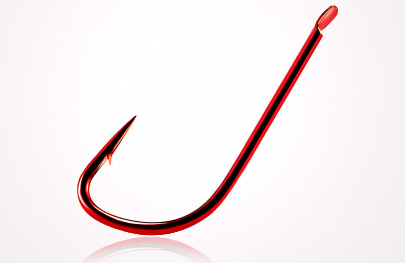 Red Sode Fishing Hooks, Barbed or Barbless, Sizes 1–8 – product photo