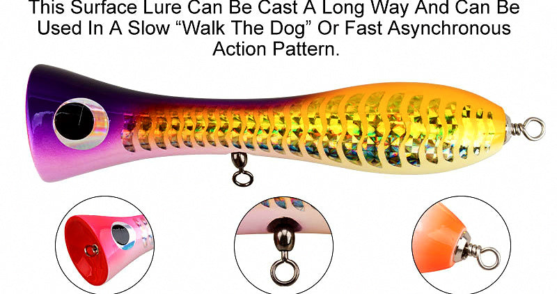 Floating Wood Popper Lure, 220 mm (8.7 in), 120 g (4.2 oz) – product photo