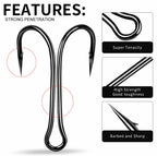 Barbed Double Hooks, 90° Bend, 50-Pack, Sizes 8–4/0 – product photo