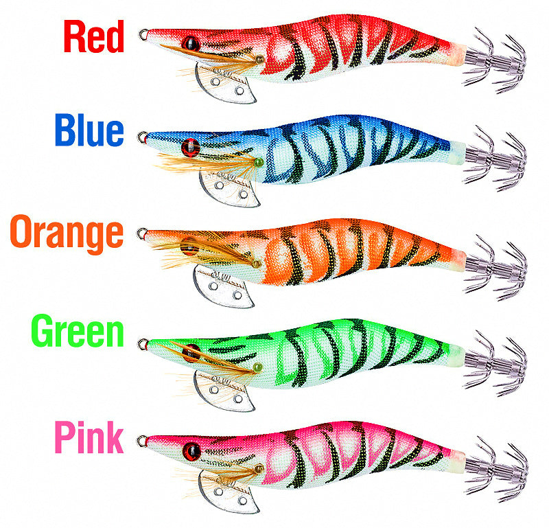 Glow Wood Shrimp Squid Jig, Sizes 2.0 / 2.5 / 3.0 – product photo