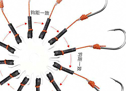 Flip Plate Hook Rig Set, Barbed Hooks, Sizes 6–13 – product photo