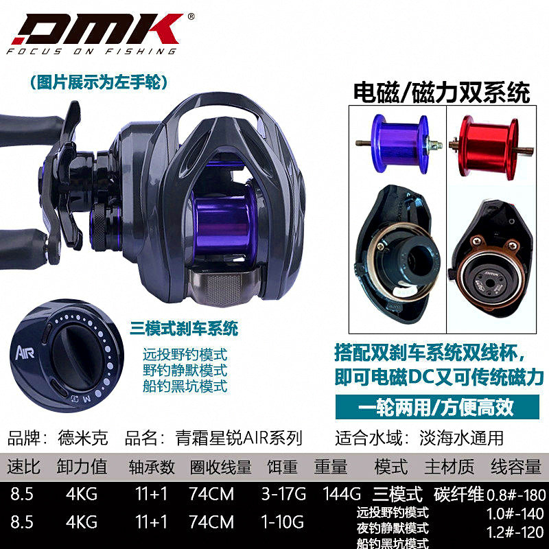 Round Baitcasting Reel with DC Magnetic Brake, Left/Right Hand – product photo