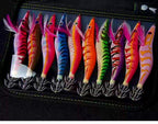 Wooden Shrimp Squid Jig Set, Glow Rattle Egi, 10 Pack – product photo