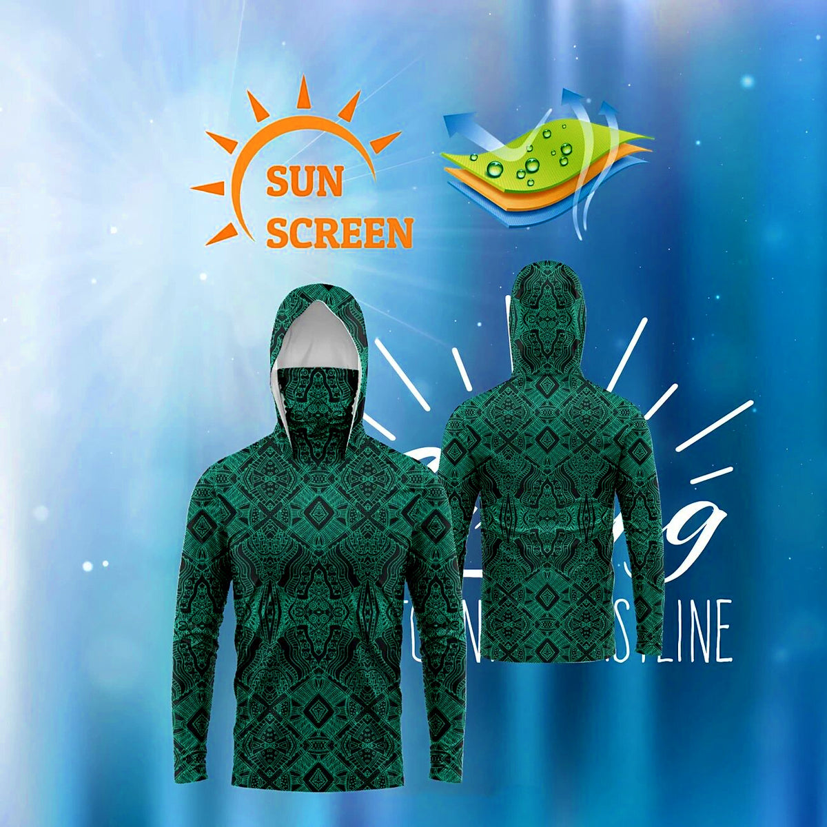 UPF 40+ Long Sleeve Fishing Sun Shirt, Quick-Dry, Unisex – product photo