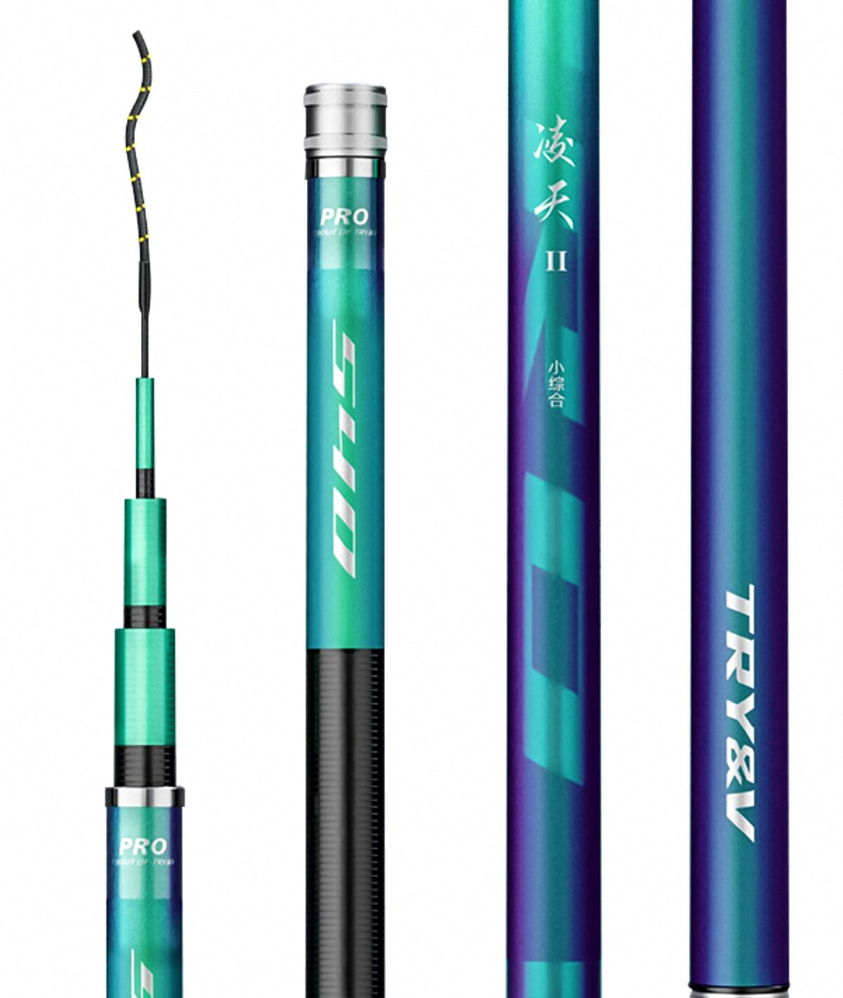 Telescopic Carbon Taiwan-Style Fishing Pole, 3.6–9 m (12–30 ft) – product photo