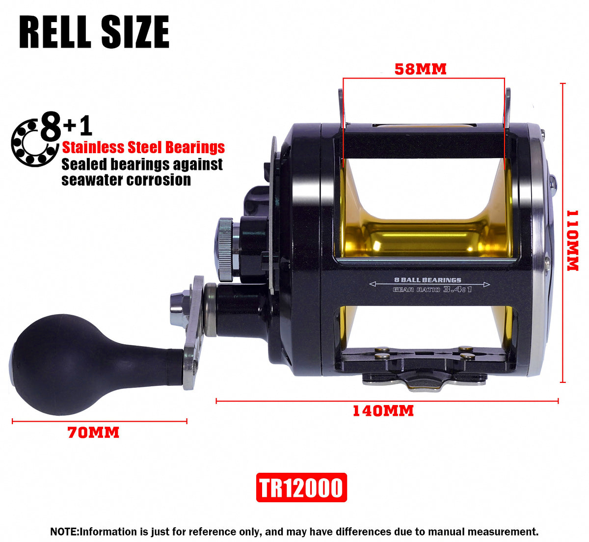 TG12000 Conventional Reel for Saltwater Boat Fishing – product photo