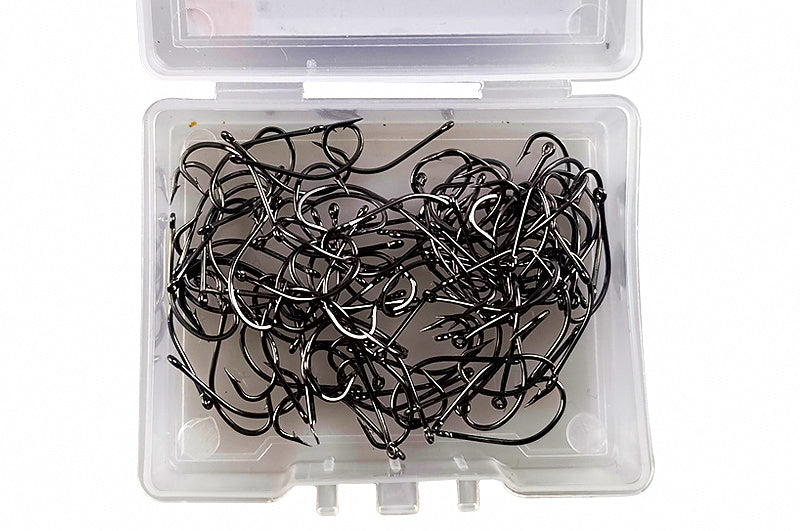 Barbed Long Shank Single Hooks, 10-Box Bulk Set, Sizes 2–34 – product photo