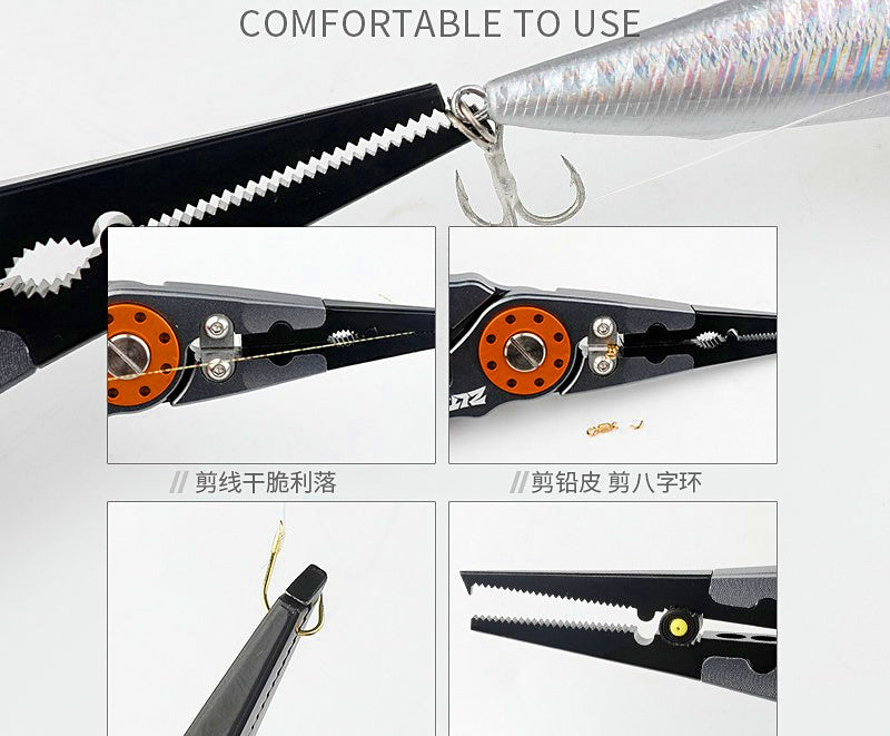 Aluminum Fishing Pliers with Sheath & Lanyard, Hook Remover – product photo