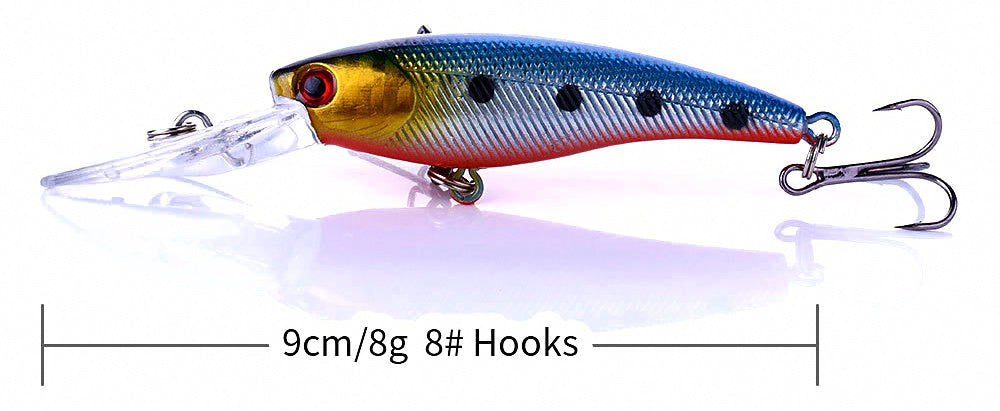 Long Lip Minnow Hard Bait, 9 cm (3.5 in), 8 g (0.28 oz) – product photo