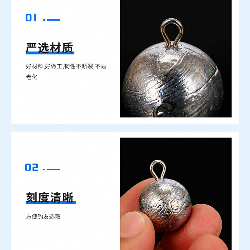 Round Ball Sinker with Eyelet, Lead, 1/2–48 oz (14–1360 g) – product photo