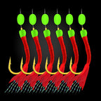 Rubber Skin Sabiki Rig, 6 Barbed Hooks, Sizes 3–20