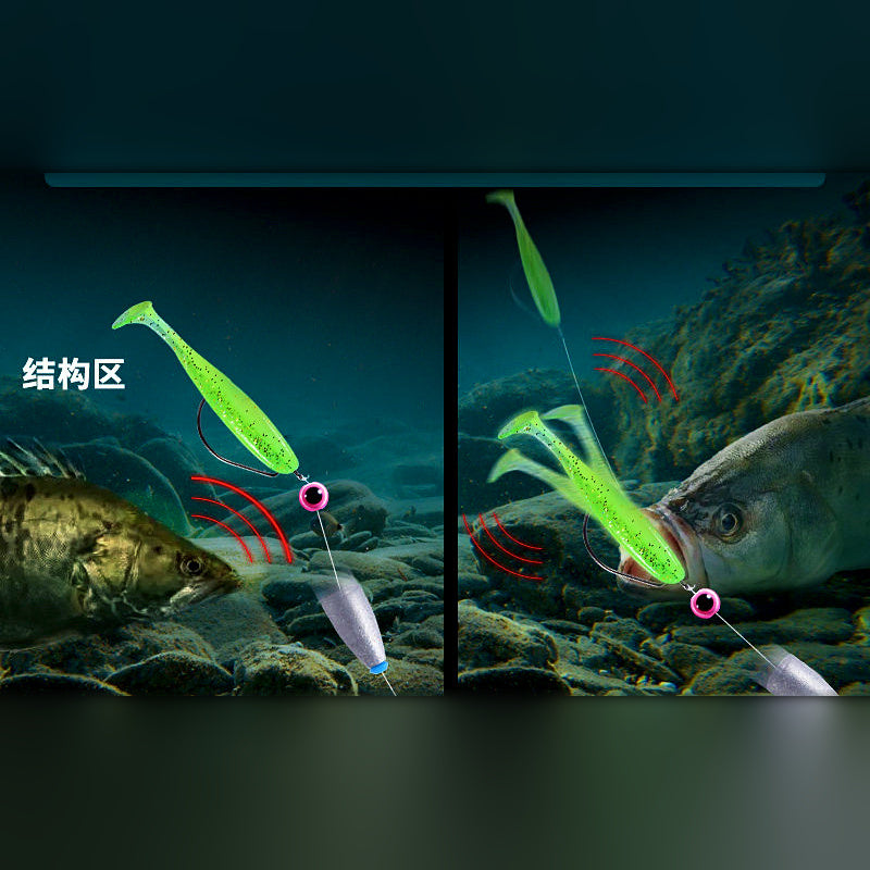 Pre-Tied Texas Rig Kit, Offset Hooks with Soft Bait