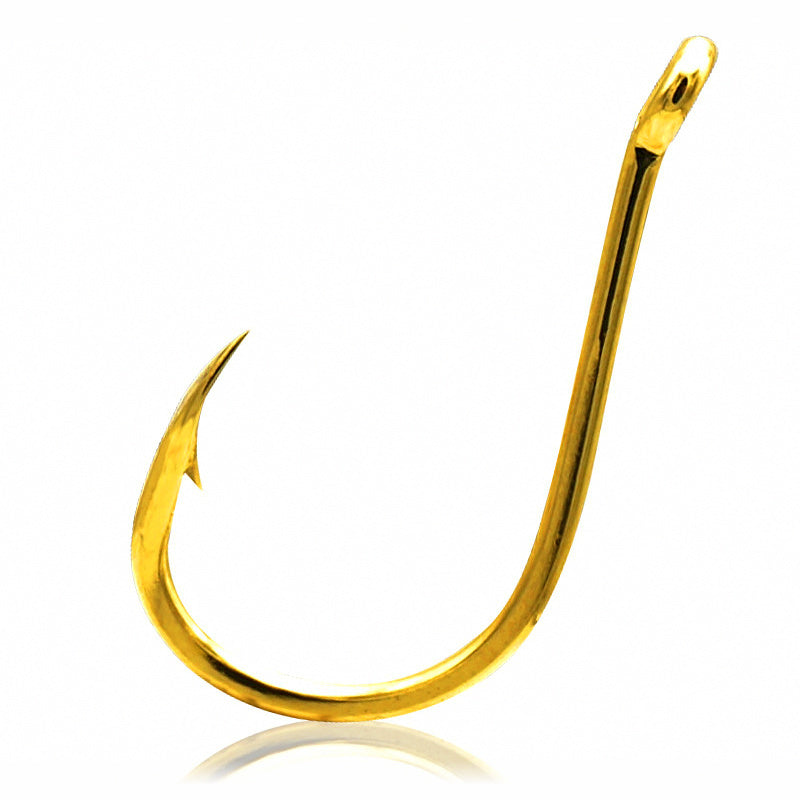 Gold Senmata Hooks, Barbed Offset Eyed, Bulk, Sizes #0.5–#12