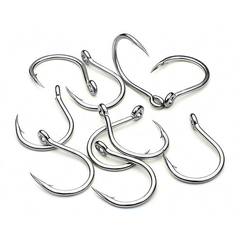 Carbon Steel Single Jig Hooks with Ring, 10-Pack, 1/0–5/0