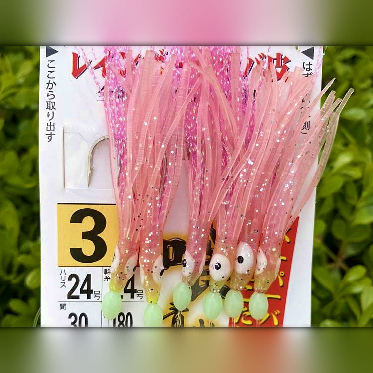 6-Hook Squid Jig Rig for Boat Fishing, Barbed, Sizes 2-4