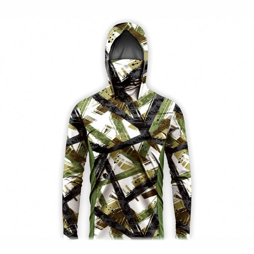 Men's Camo UV Fishing Shirt with Face Mask, Quick-Dry