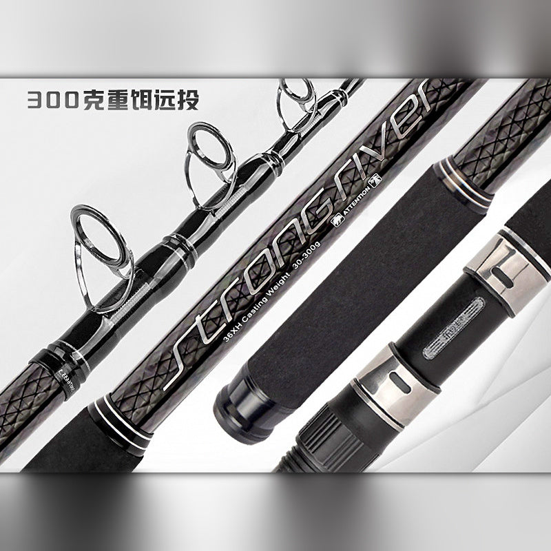 Carbon Surf Casting Rod, 4-Piece, Extra-Hard Action