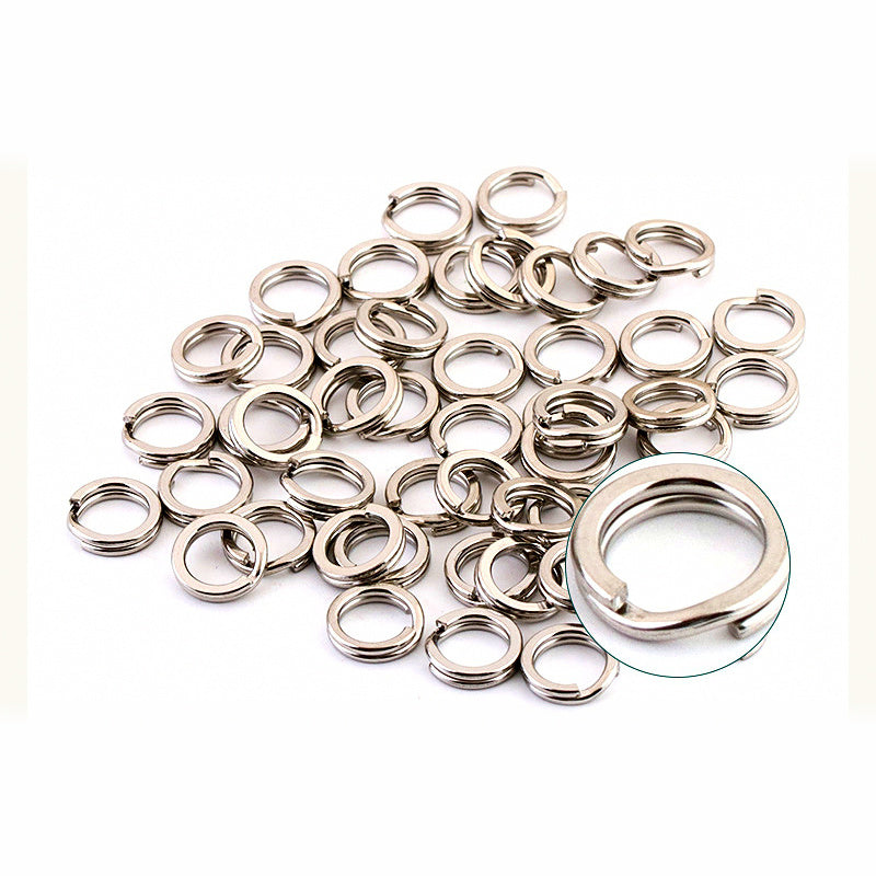 Flattened Double Split Rings, Stainless Steel, Sizes 00–8