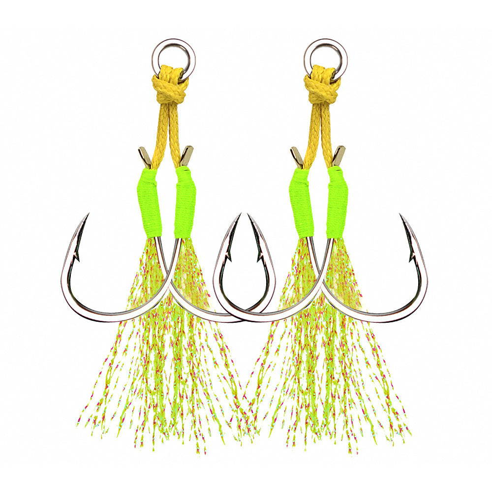 UV Green Jig Assist Hooks, Single or Double, 10-Pack