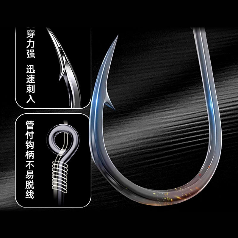 Barbed Tube-Style Fishing Hooks, Bulk Pack, Sizes 1–12