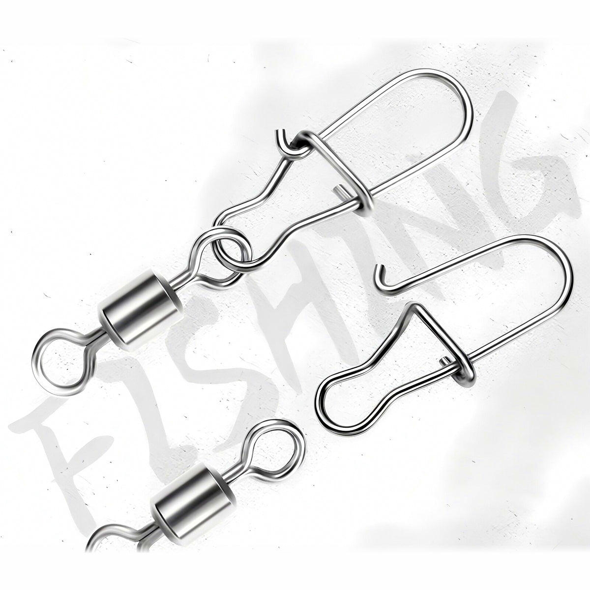 Reinforced Snap Swivels with Safety Pin Clip, Sizes 2–14