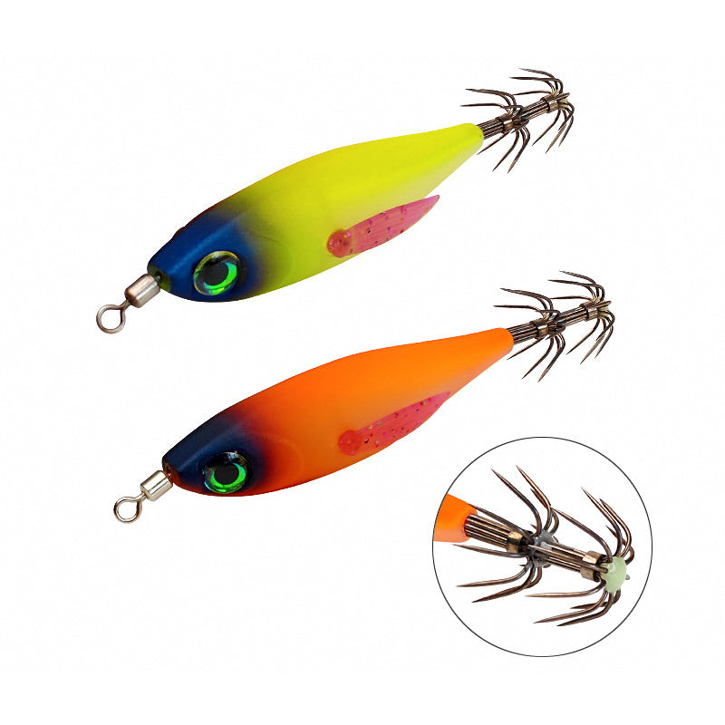 Glow Wood Shrimp Squid Jig with Rattle Bead, 5-Pack