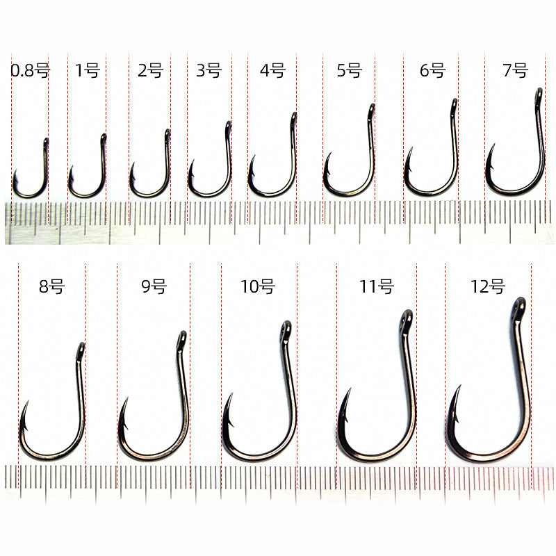 Barbed Treble Hooks, Nickel Black, High Carbon Steel, Sizes 0.8–12