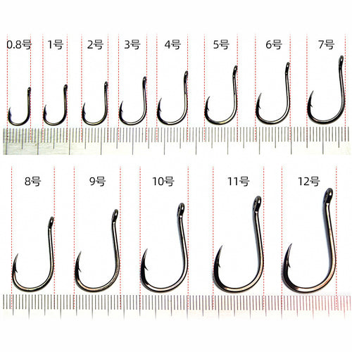 Barbed Treble Hooks, Nickel Black, High Carbon Steel, Sizes 0.8–12