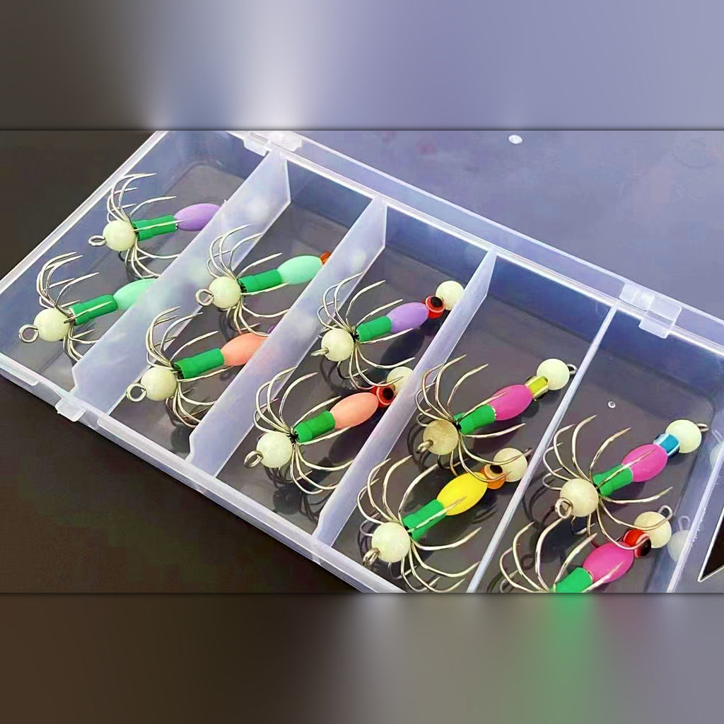 Glow Squid Jig, 12-Prong Octopus Style, Barbless