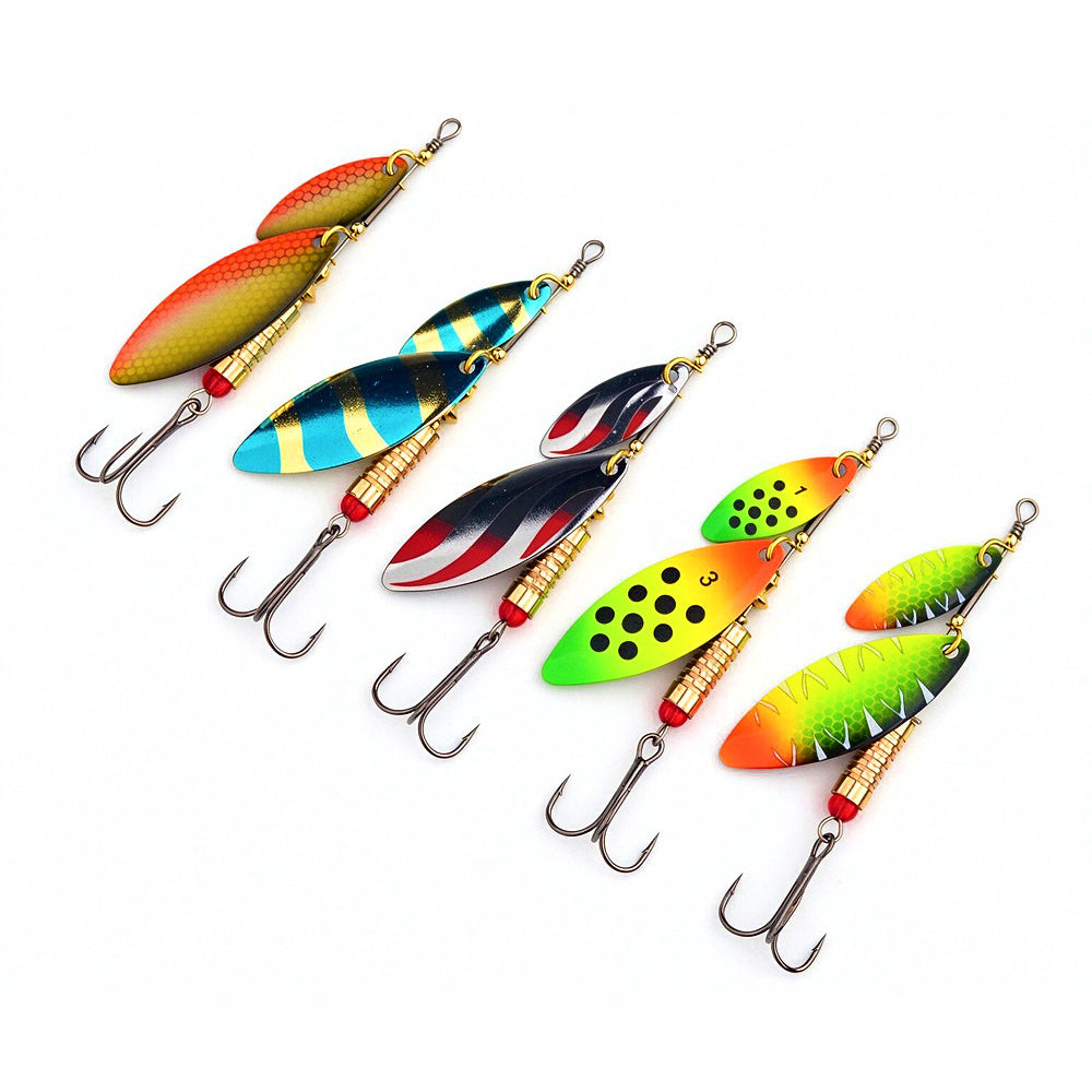 Double Willow Blade Spinner Spoon Lure, Long-Cast Metal