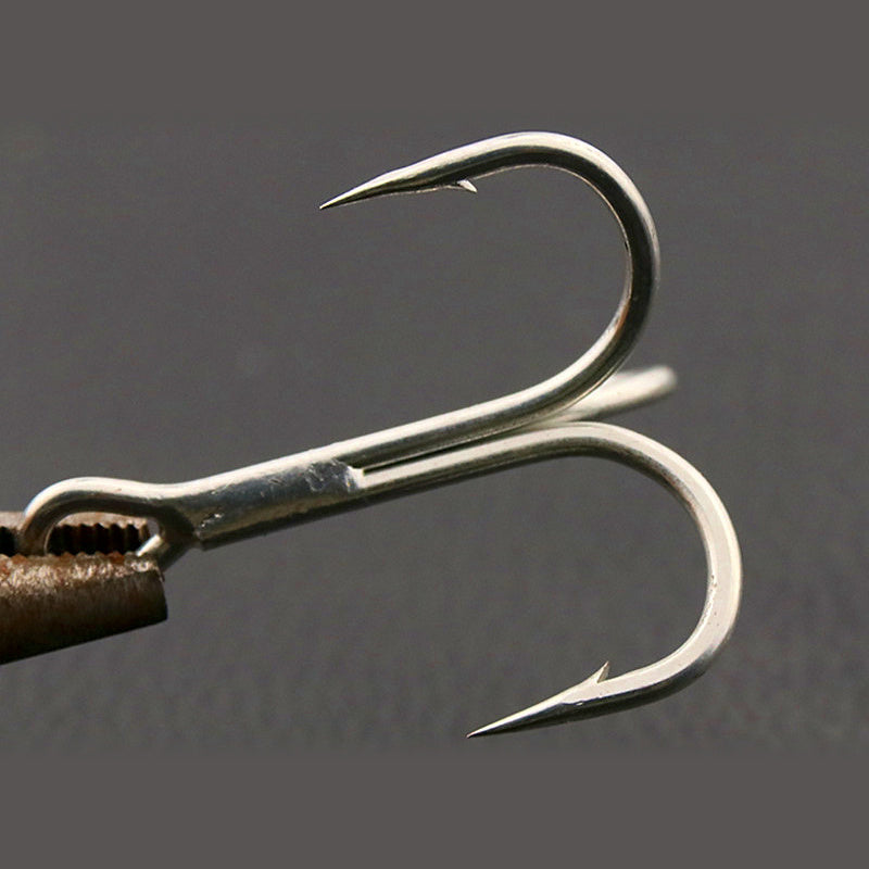 4X Strong Treble Hooks, Tin-Plated, Barbed, 10 Pack