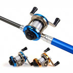 Mini Drum Ice Fishing Reel, Metal Handle, Gold or Blue