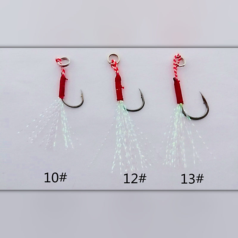 Barbed Single Hook with Colored Feather, Black Nickel, Sizes 8-17