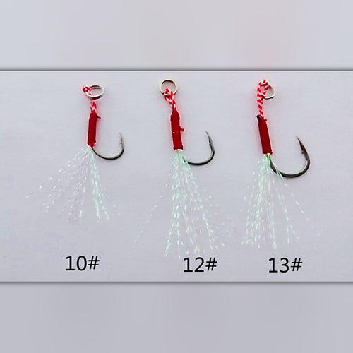 Barbed Single Hook with Colored Feather, Black Nickel, Sizes 8-17